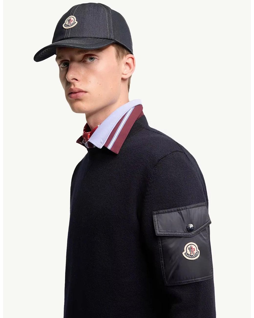 Moncler Blue Sleeve Pocket Sweater for men