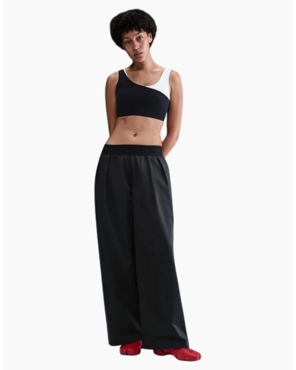 Nike Black Lightweight Twill Mid Rise Wige Leg Trousers