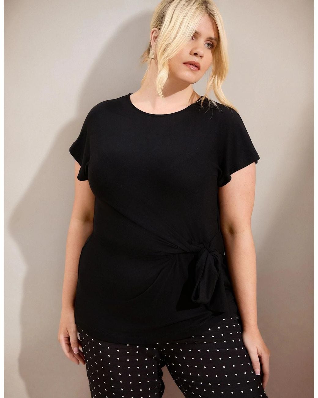 Live Unlimited London Black Jersey Tie Side Top