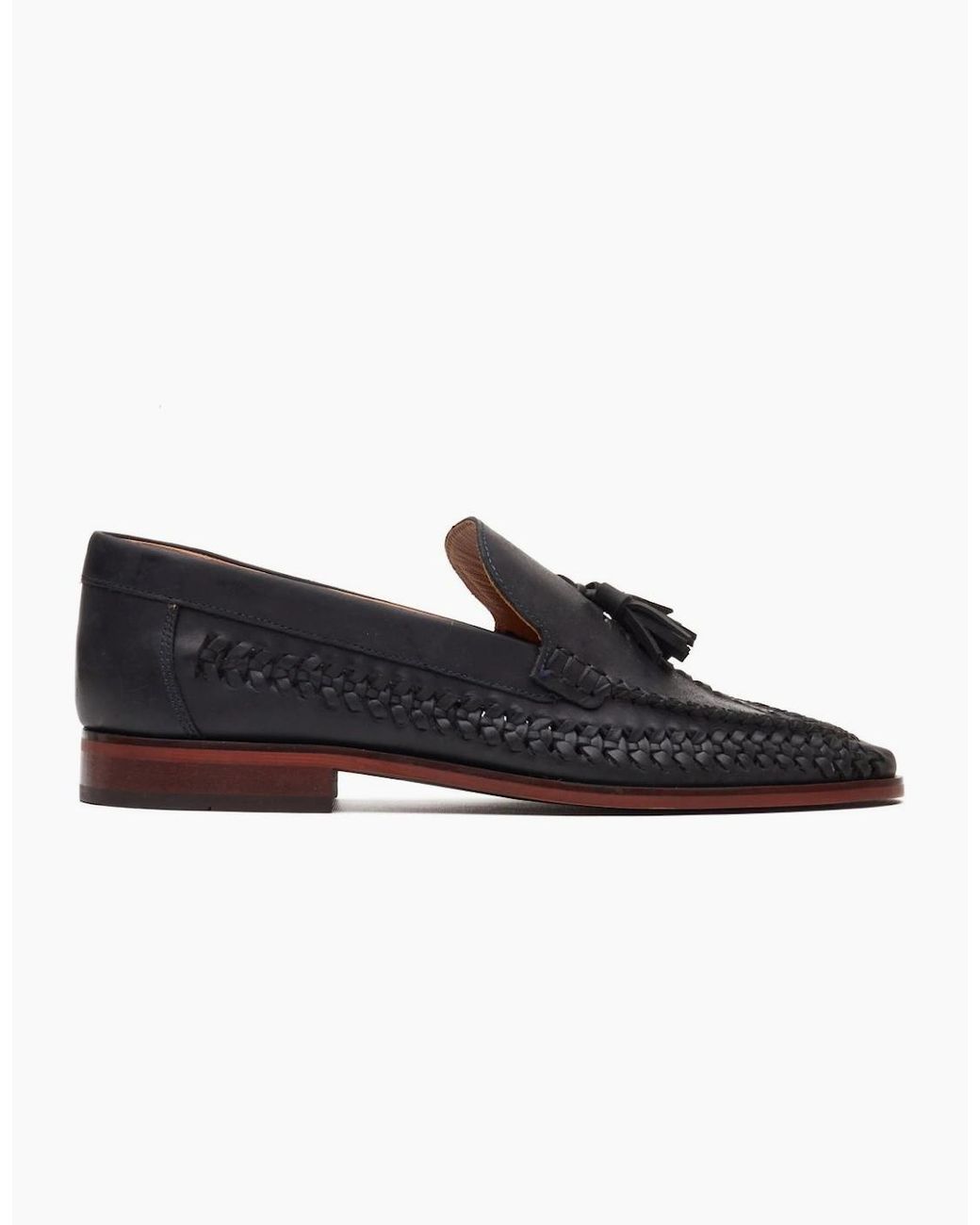 Base London Black Bracken Leather Weave Loafers for men