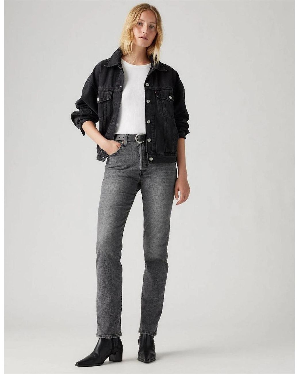 Levi's Gray 501 Straight Leg Five Pocket Jeans