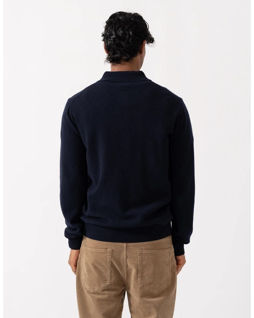 Gant Blue Superfine Lambswool Long Sleeve Polo for men