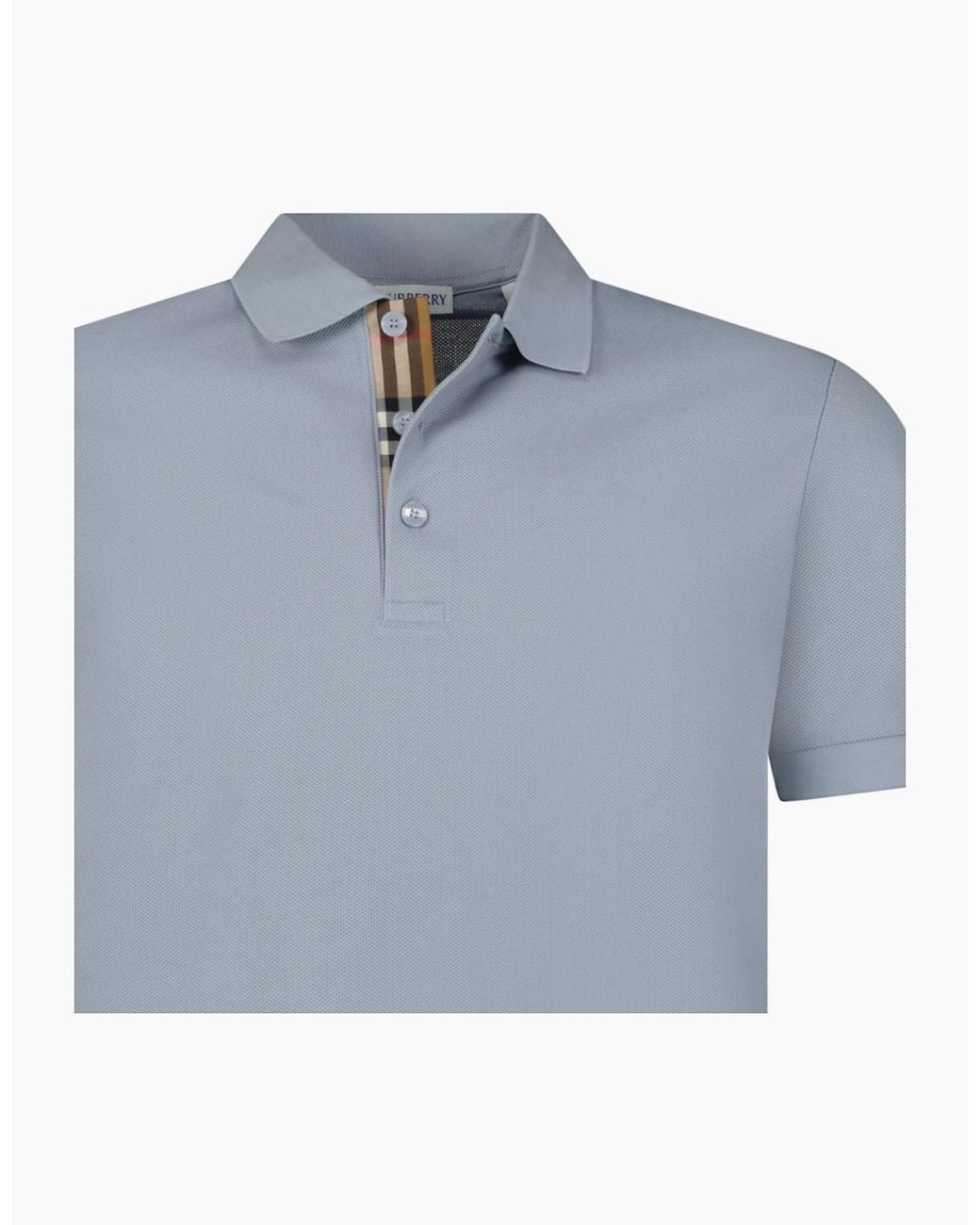 Burberry Blue 'Hartford' Check Placket Polo Gale for men
