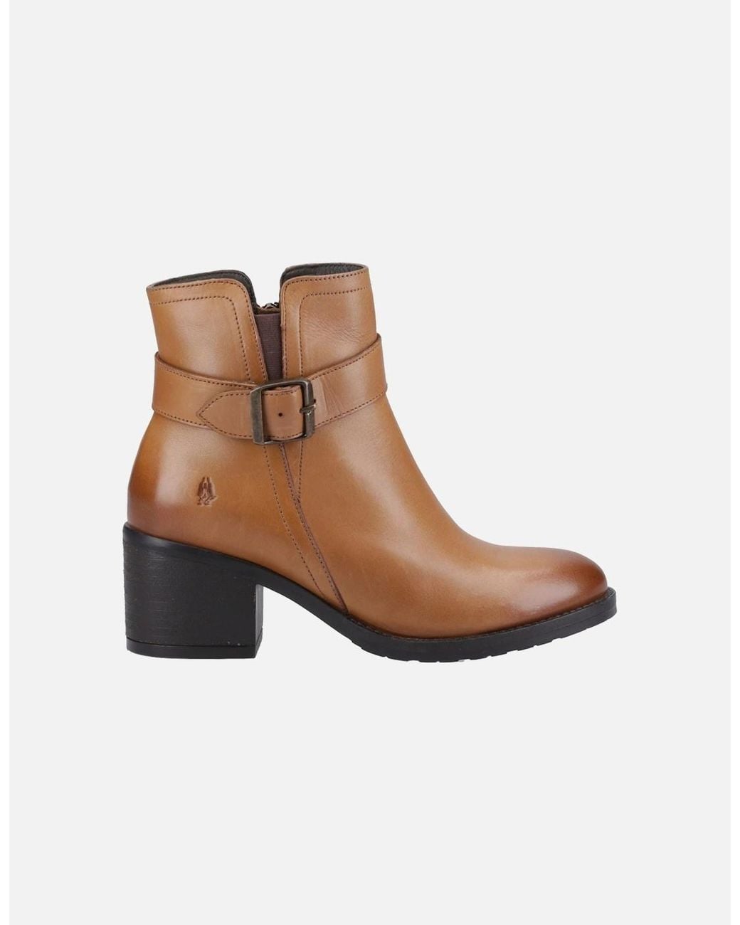 Hush Puppies White Hensley Leather Tan Heeled Ankle Boots