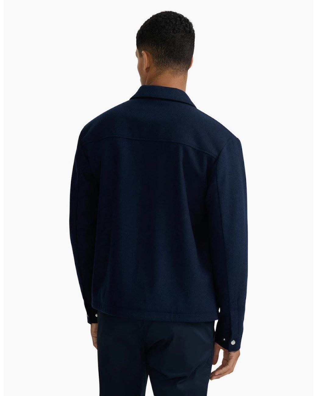 Sandbanks Blue Wool Zip Shirt for men