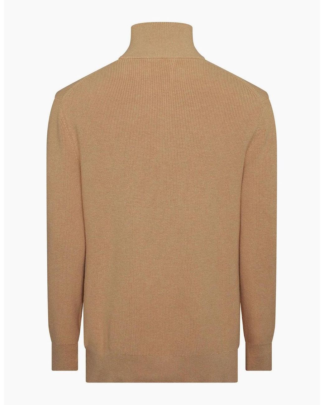Gant Natural Merino Zip Neck High Collar Long Sleeve Sweater for men