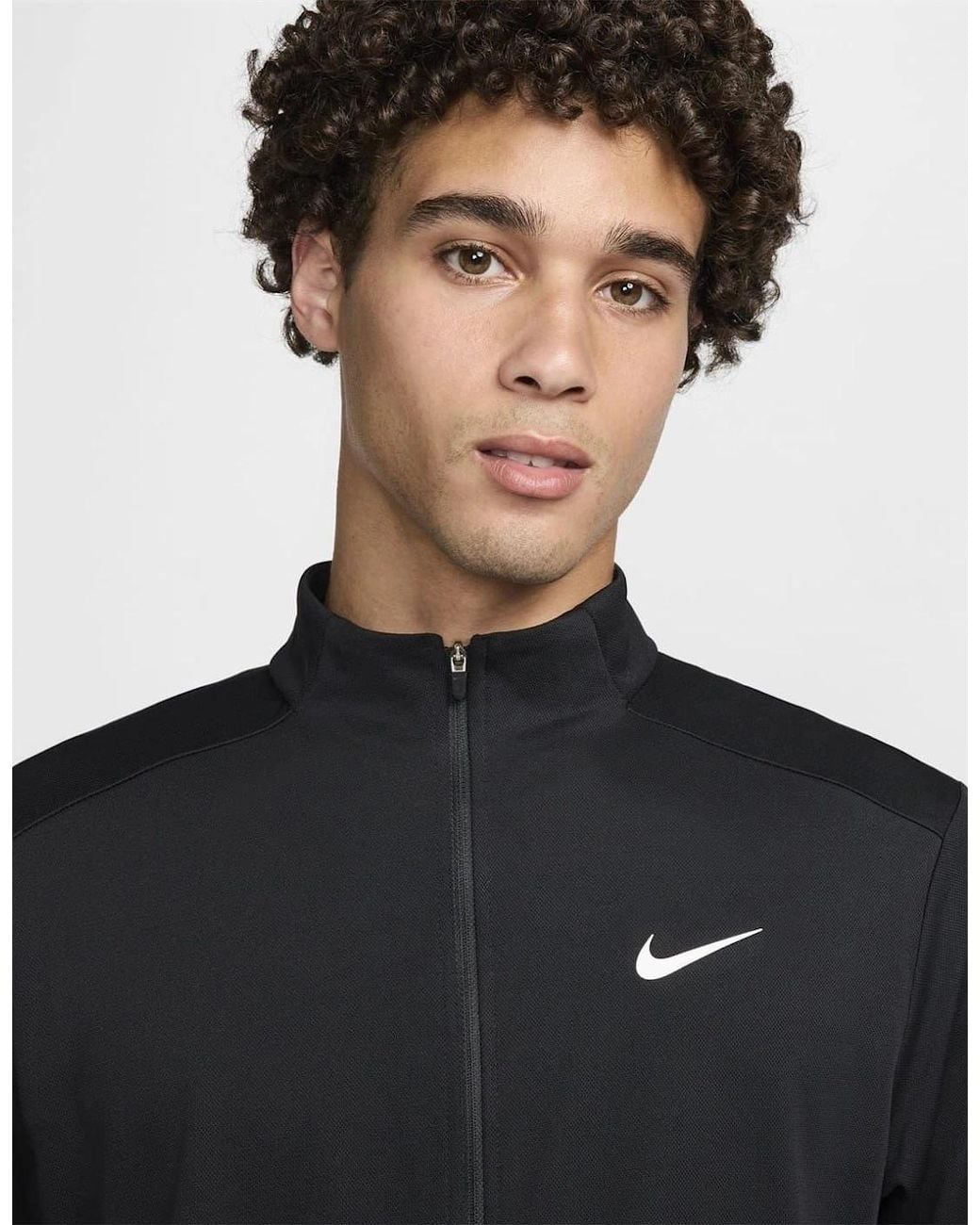 Nike Blue Mock Neck Ribbed Cuff Performance Jacket for men
