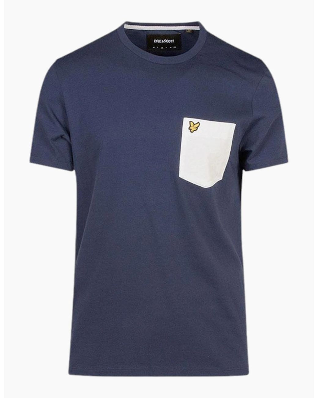 Lyle & Scott Blue Lyle & Scott T Shirts Pocket Logo Crew Neck Summer Beach Cotton Tee New for men