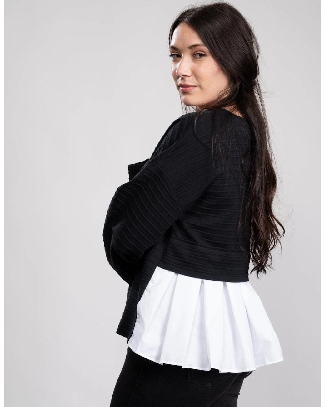 French Connection Black Fredia Jersey Scoop Pleat Back