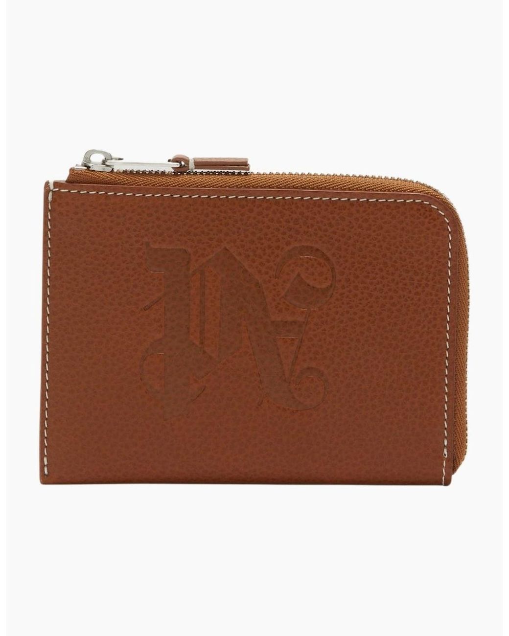 Palm Angels Brown Pa Monogram Zip Card Holder for men