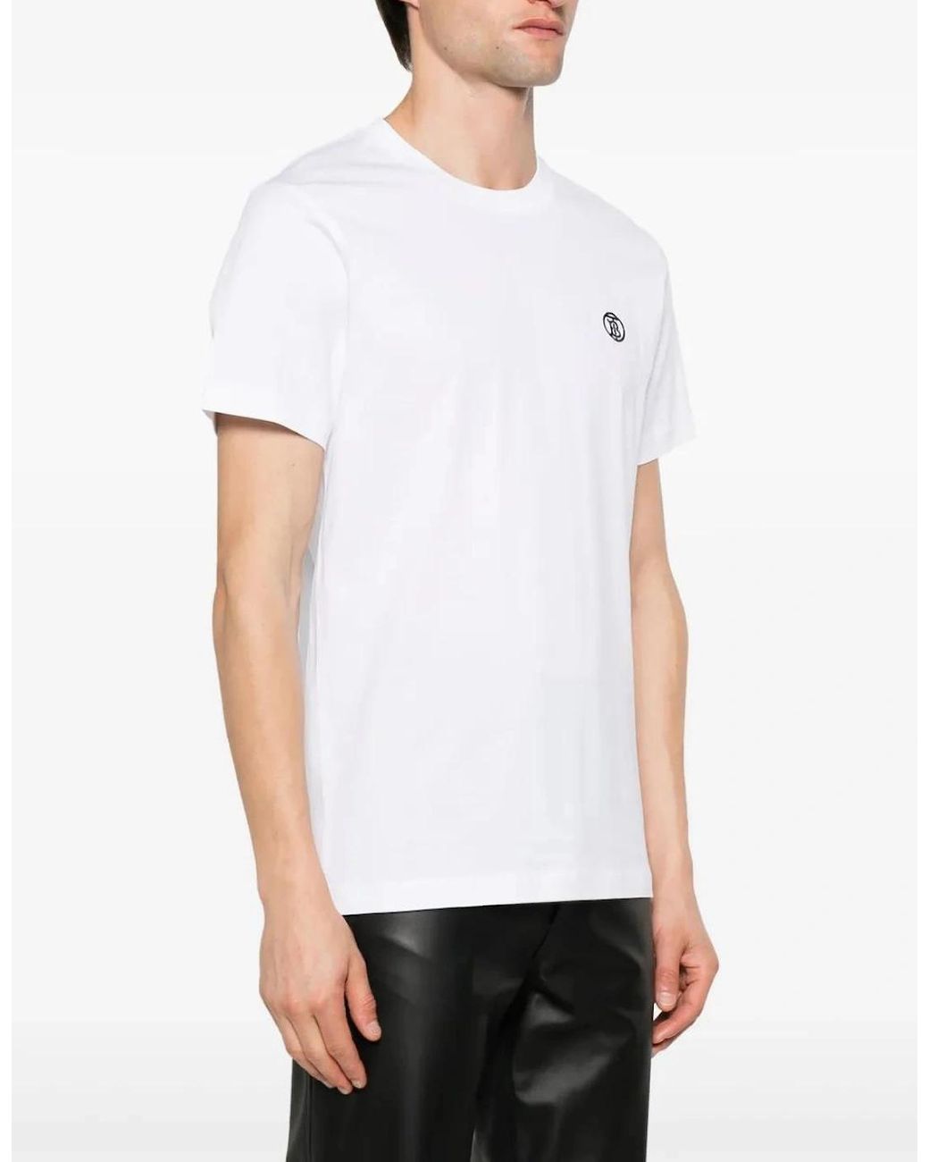 Burberry White 'Parker' Tb-Embroidered Logo T-Shirt for men