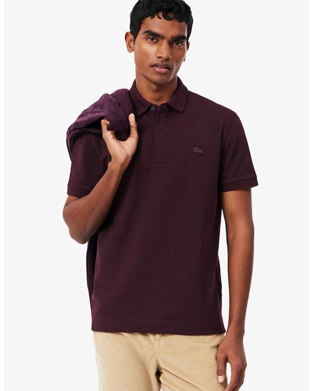 Lacoste Purple Regular Fit Paris Stretch Piqué Polo Shirt for men