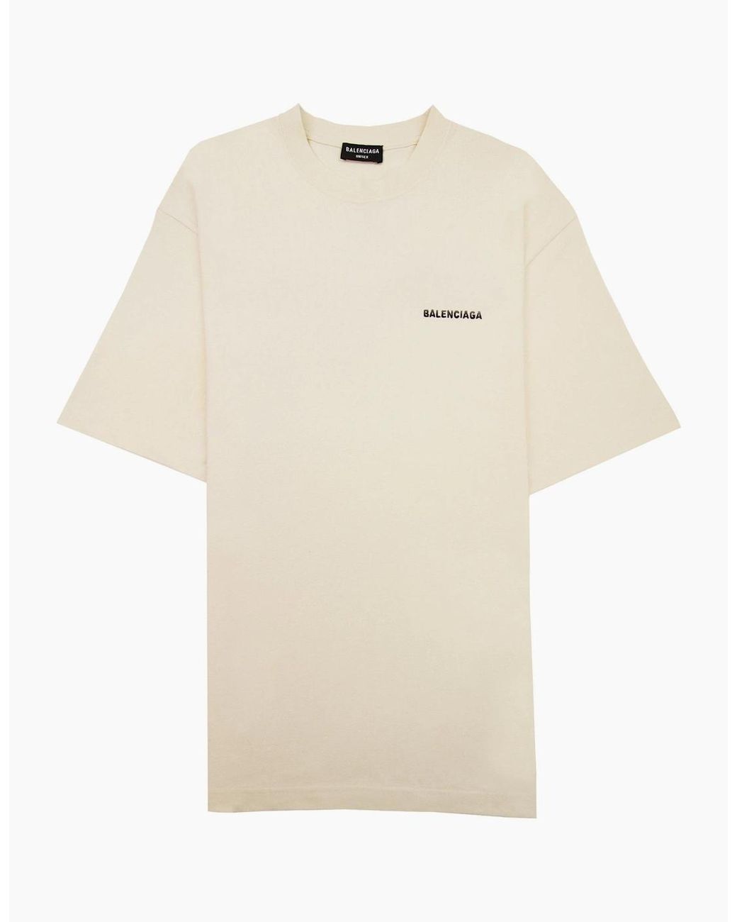 Balenciaga Natural Logo Crewneck T Shirt Off for men