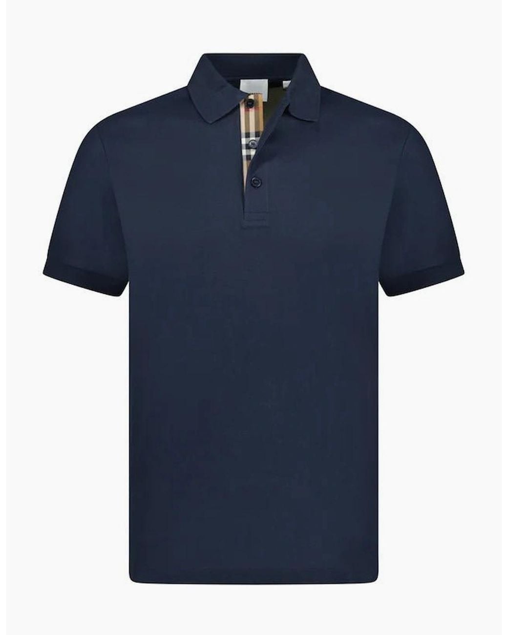 Burberry Blue 'Hartford' Check Placket Polo for men