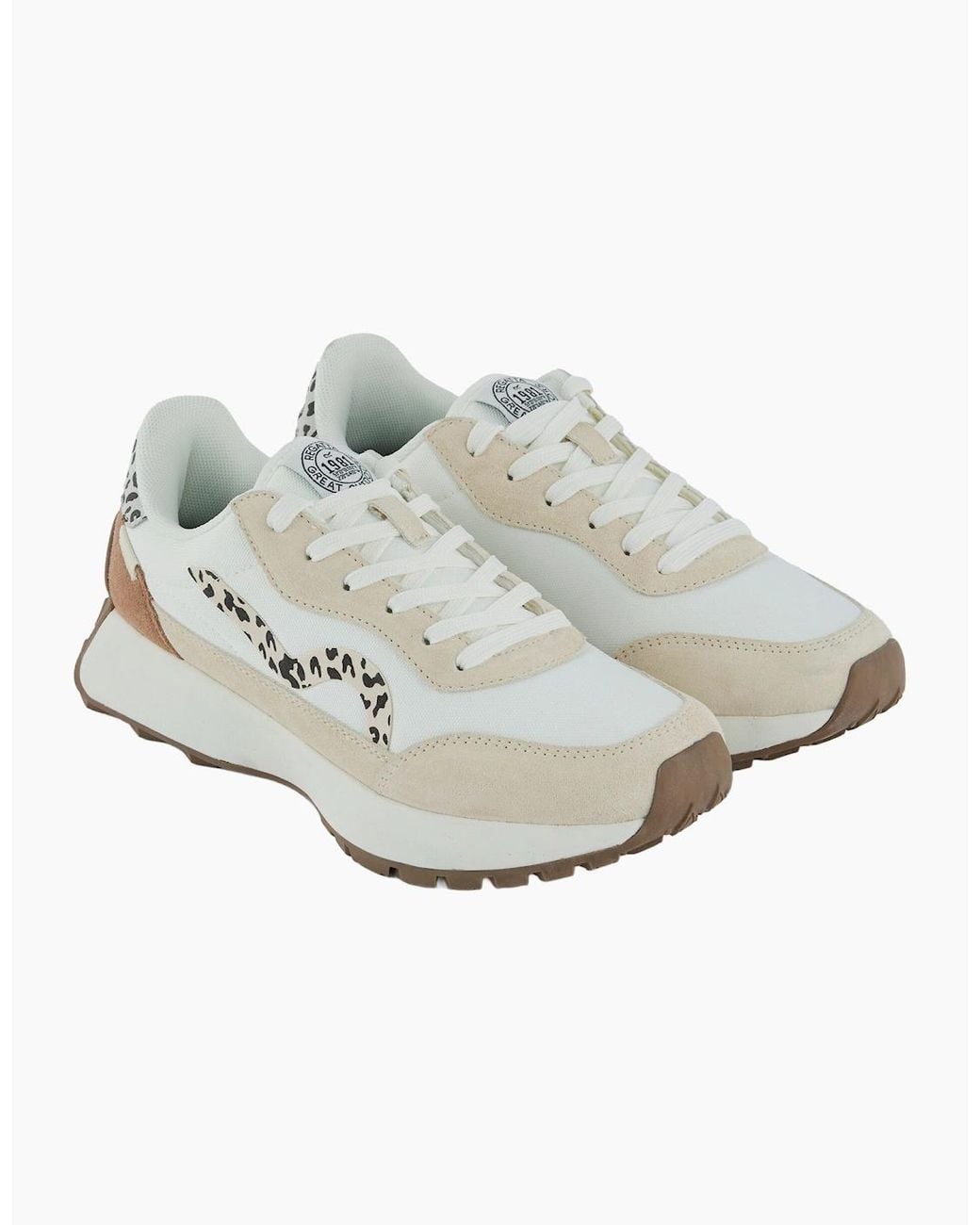 Regatta Gray Ladies Marine Heritage Ii Leopard Print Suede Trainers