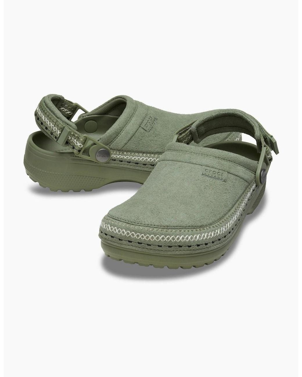 CROCSTM Green Classic Crafted Stitch Textile Blend Cargo Clogs