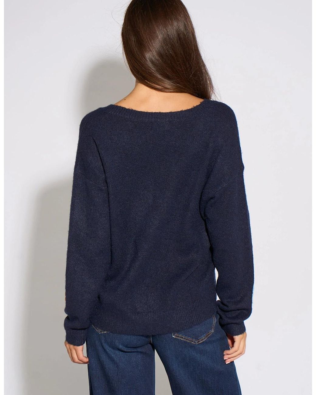 Gini London Blue Crochet 3D Floral Knitted Jumper