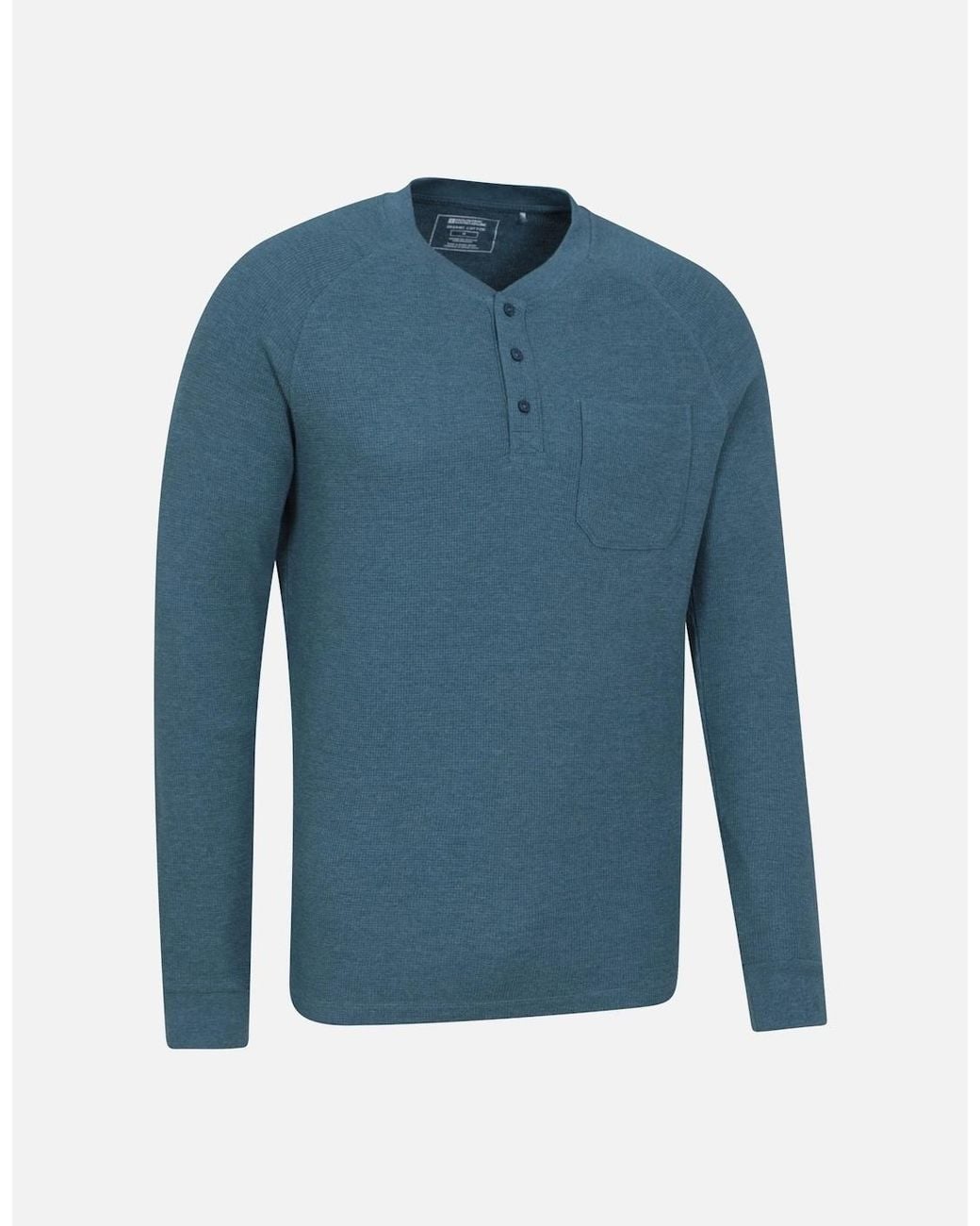Mountain Warehouse Blue Selby Waffle Henley T-Shirt for men