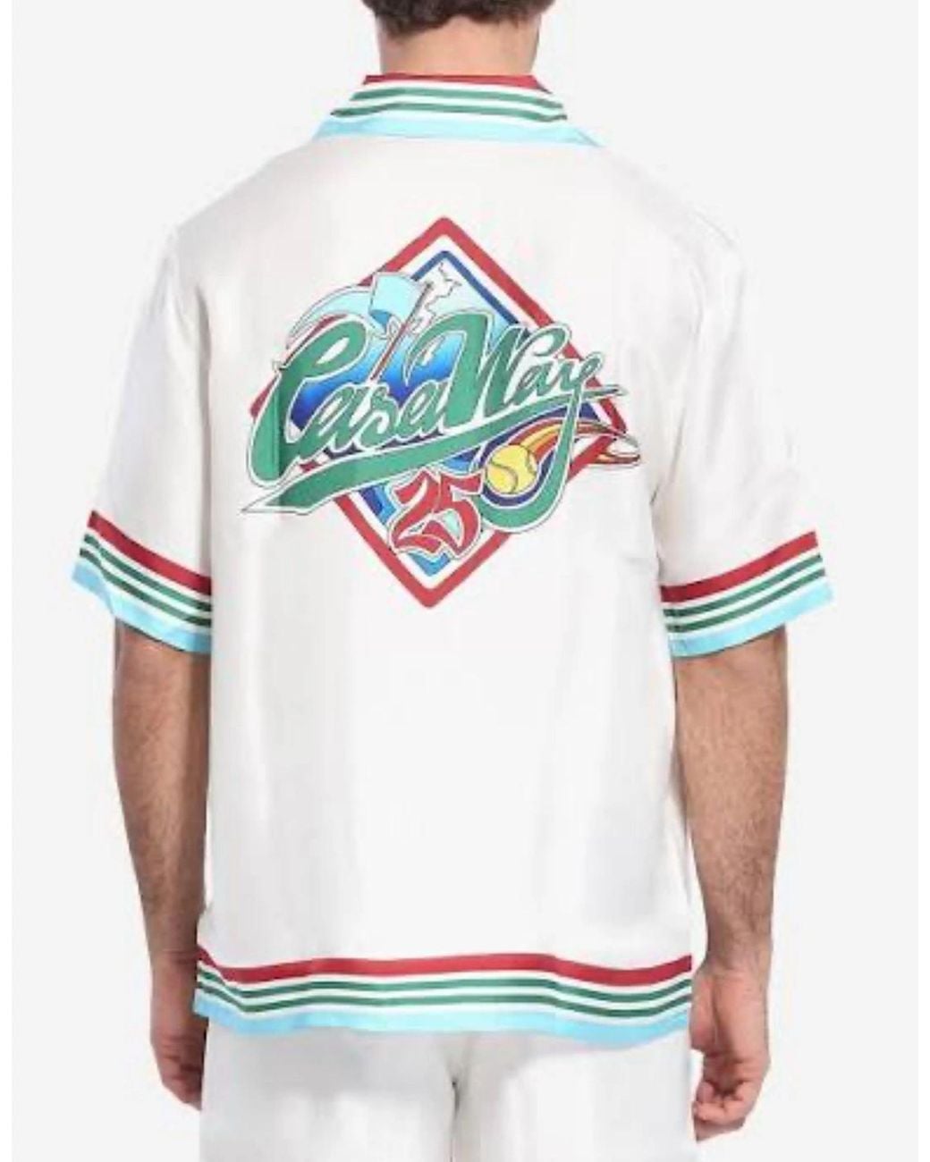 Casablanca White Silk Shirt With Accents And Unique Graphics