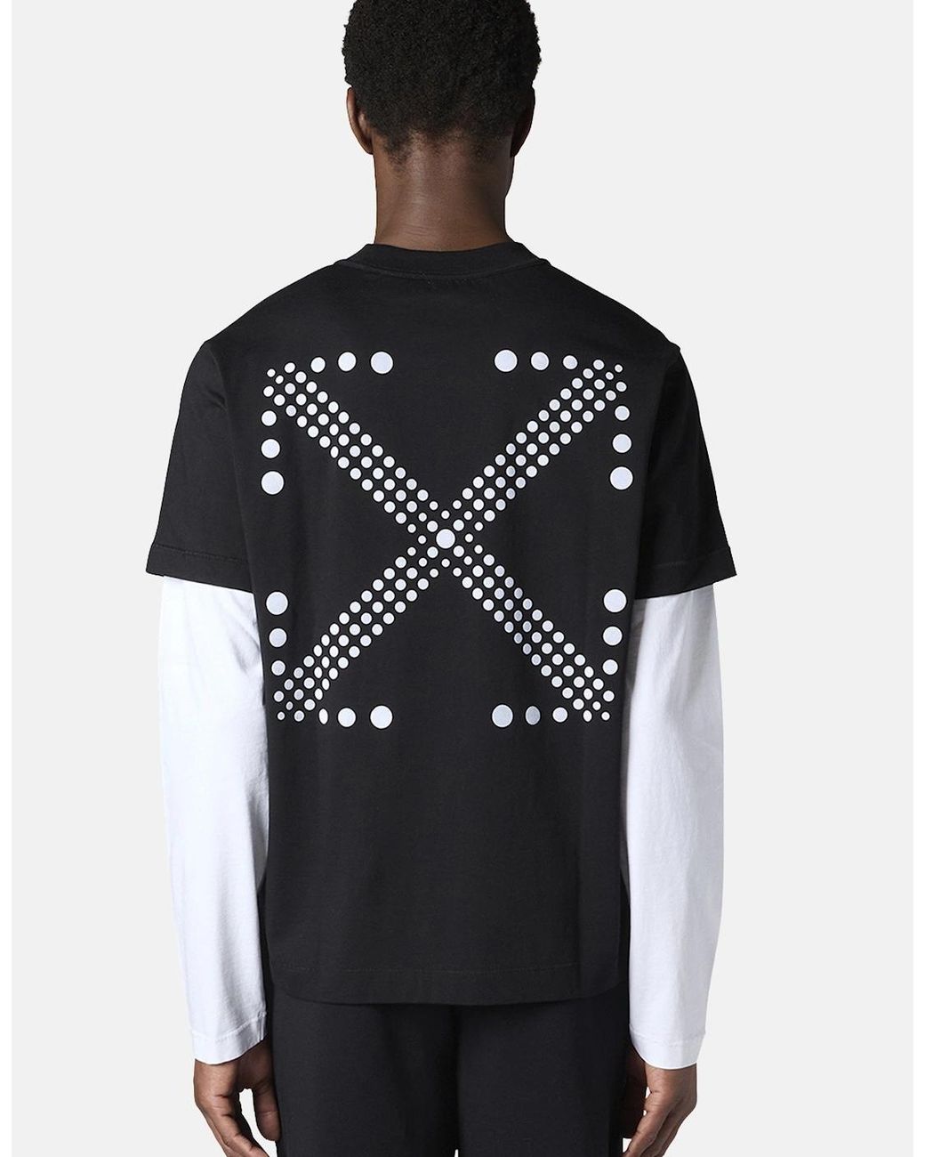 Off-White c/o Virgil Abloh Black Dotted Arrow Double Sleeve Tee for men
