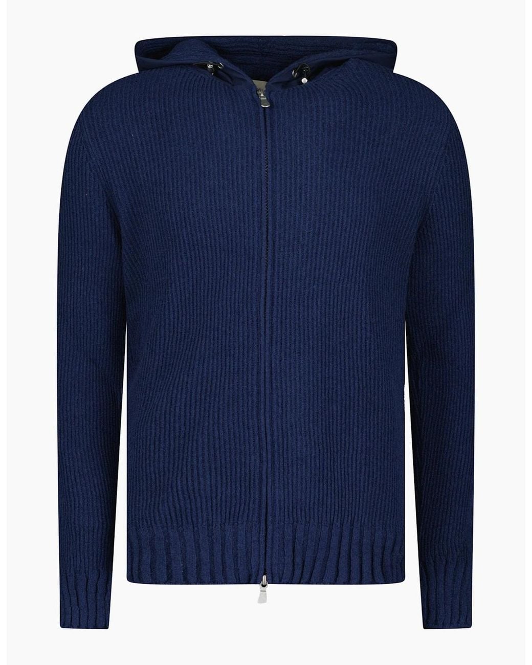 Gran Sasso Blue Ribbed Zip-Up Hoodie for men