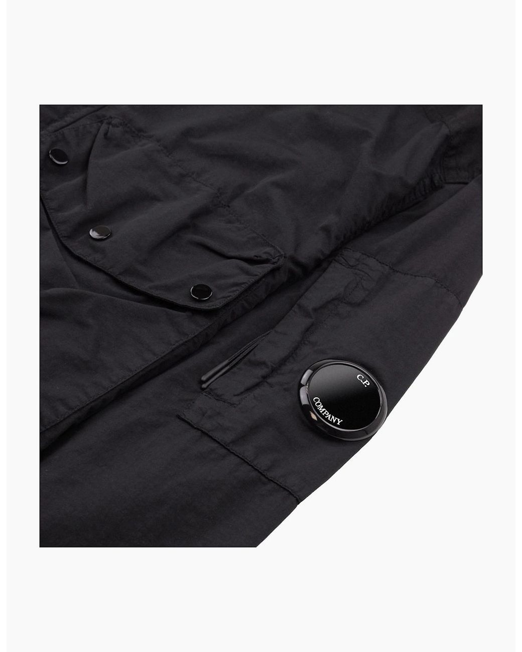 C P Company Black Flatt Nylon Mixed Goggle Overshirt 999 for men