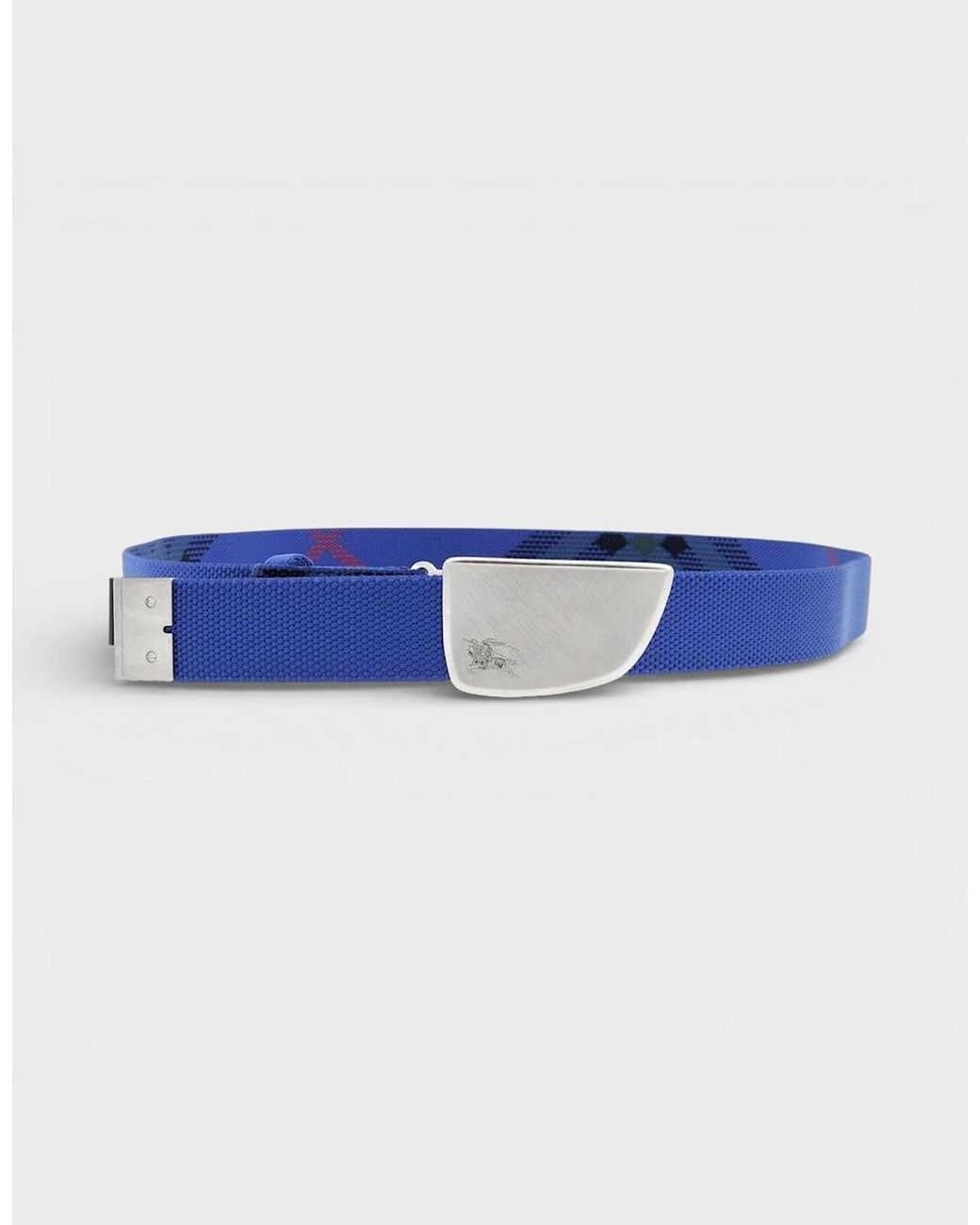 Burberry Blue Check Webbing Shield Belt 30Mm