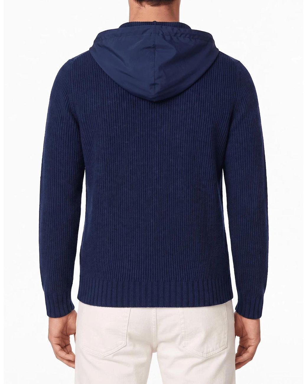 Gran Sasso Blue Ribbed Zip-Up Hoodie for men