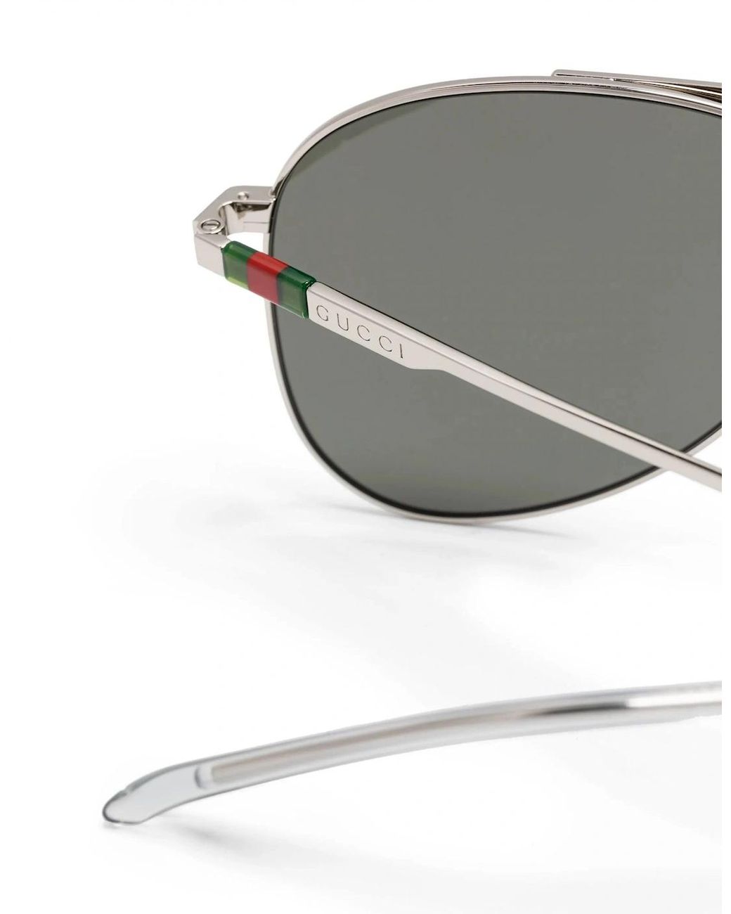 Gucci Gray Metal Webbing Aviator Sunglasses