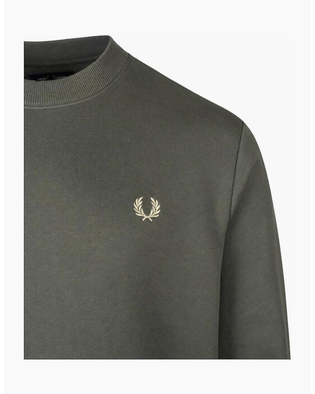 Fred Perry Green Crew Neck Sweatshirt Field/Oatmeal for men