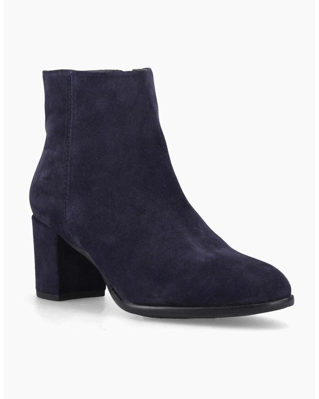 Hush Puppies Blue Claridy Suede Leather Heeled Ankle Boots