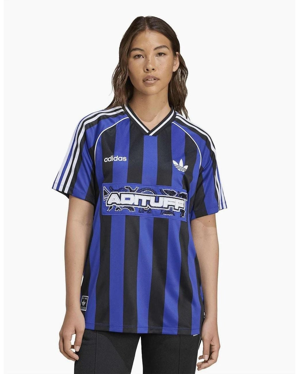 Adidas Blue V-Neck Raglan Sleeve Jersey Competition T-Shirt for men
