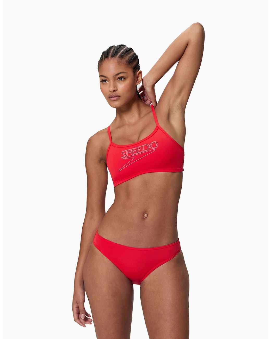 Speedo Red Ladies Logo Endurance+ Thin Strap Two-Piece Swimsuit
