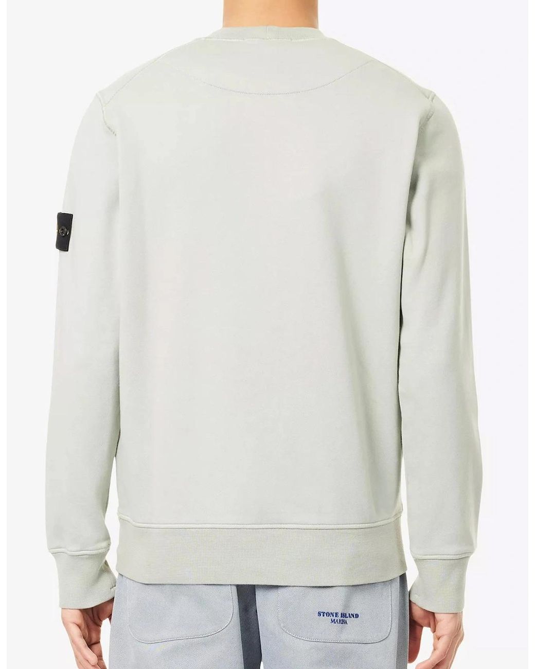 Stone Island White S0051 Compass Sweatshirt Sage for men