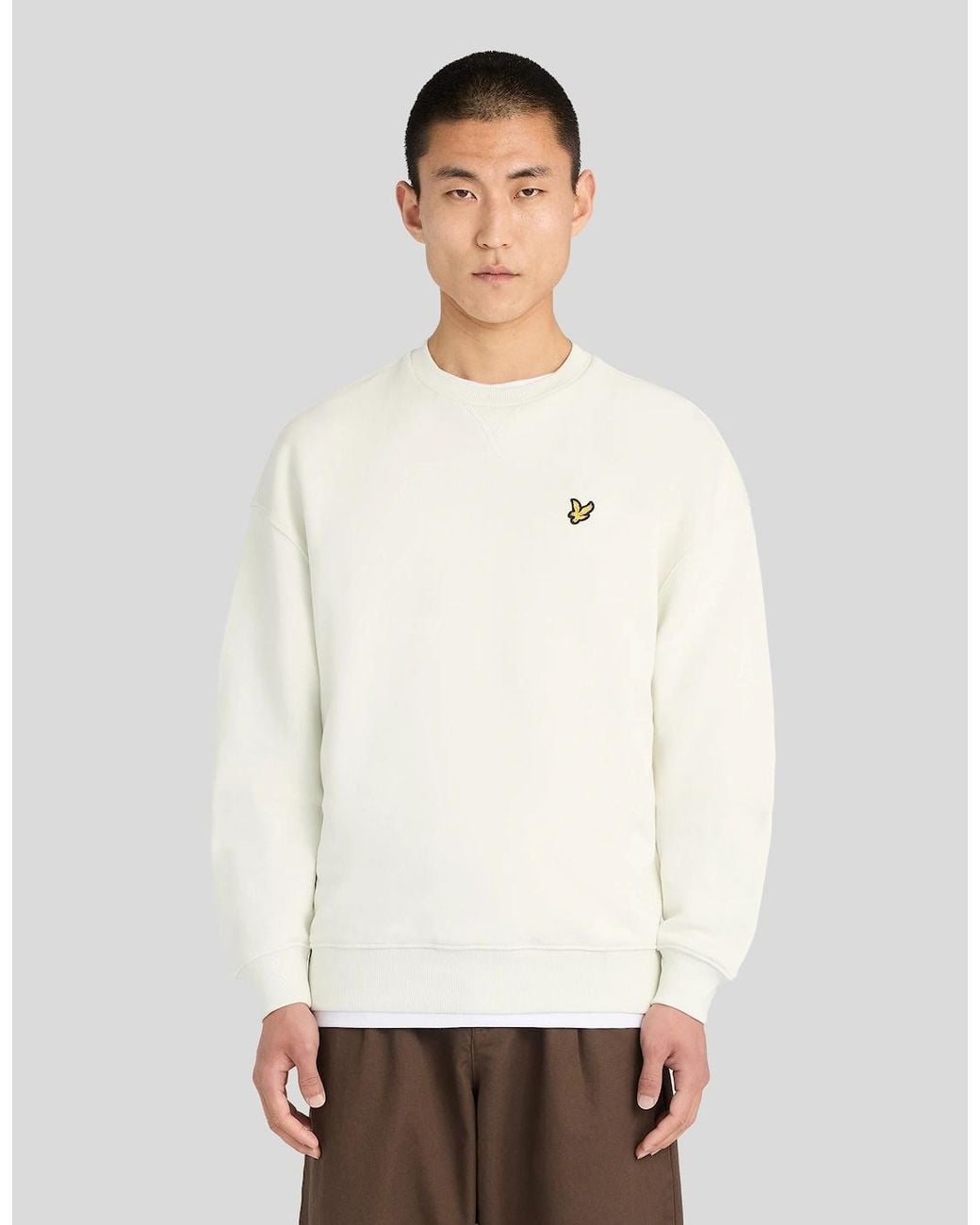 Lyle & Scott White Heavyweight Crew Neck Sweatshirt for men