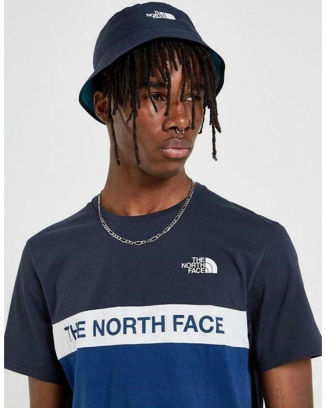 The North Face Blue Colour Block T Shirt for men