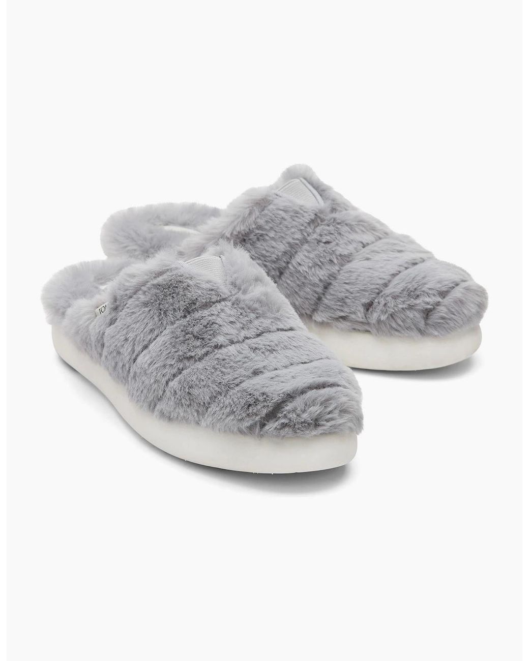 TOMS Gray Alpargata Slipper Mid Faux Fur