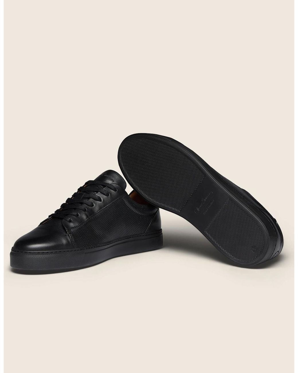 Oliver Sweeney Black Almada Perforated Leather Trainers