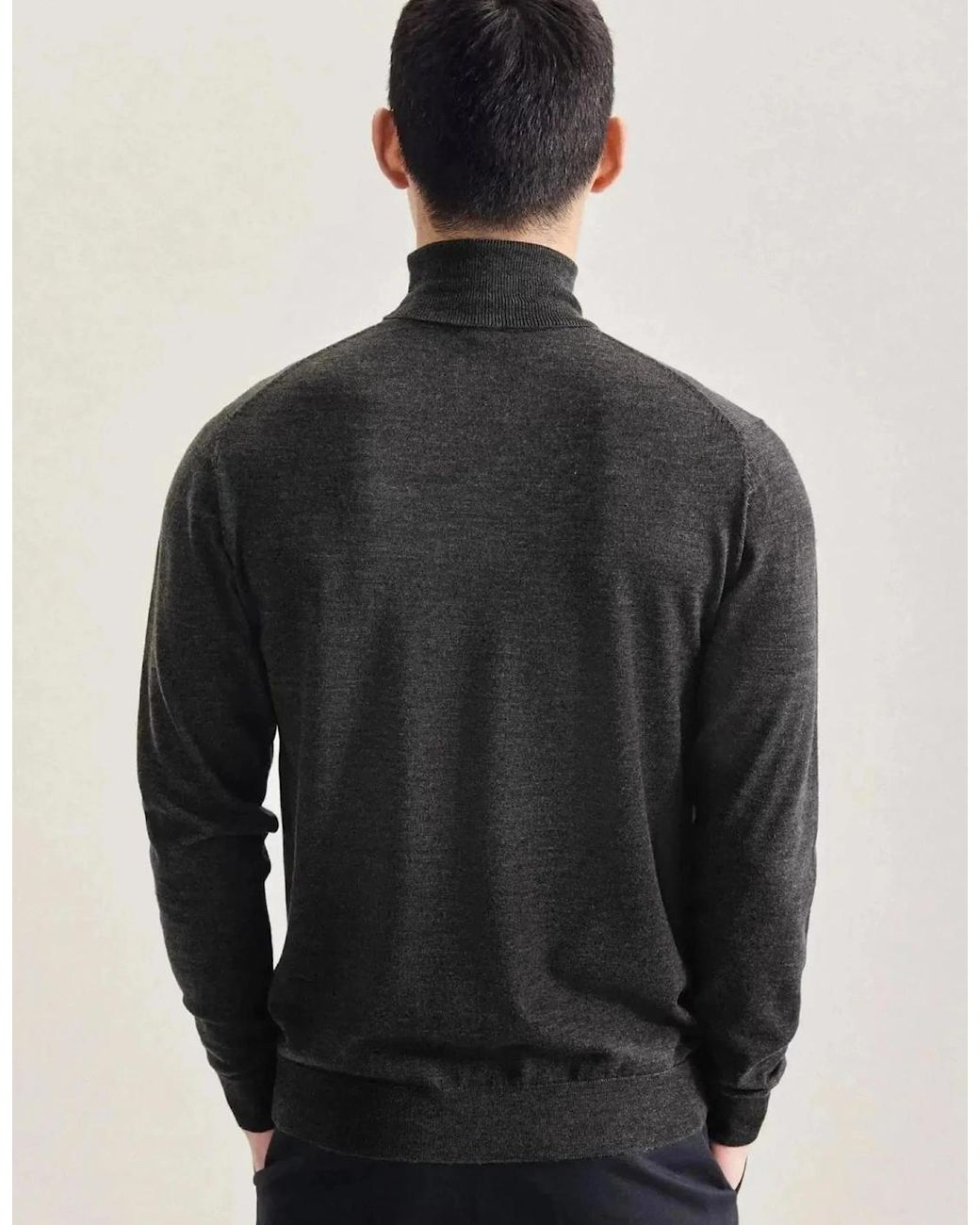 Seidensticker Black Merino Wool Roll Neck Knit for men