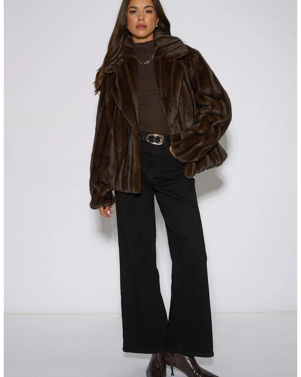 Gini London Black Two Tone Faux Fur Jacket