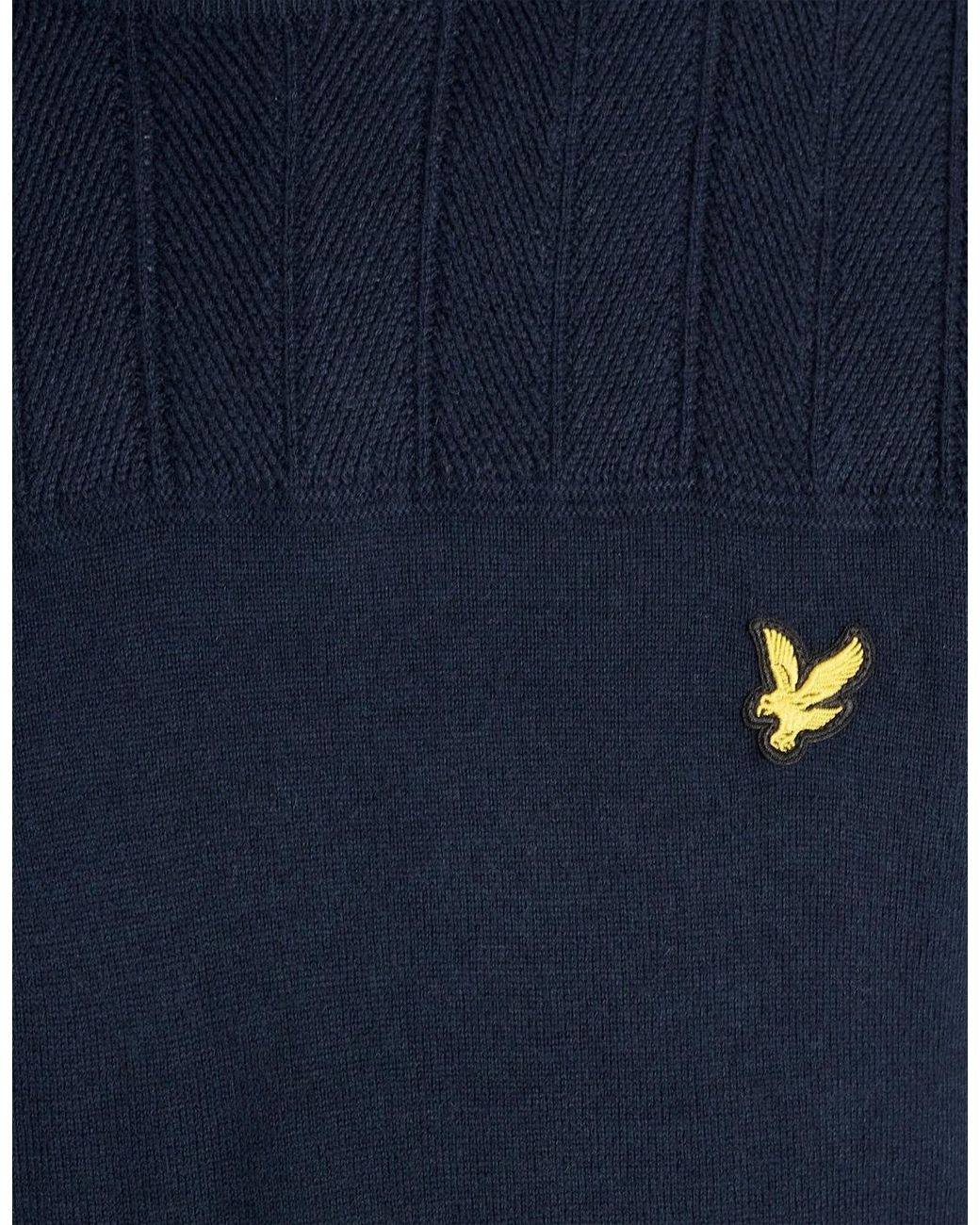 Lyle & Scott Blue Texture Block Crew Neck Jumper for men