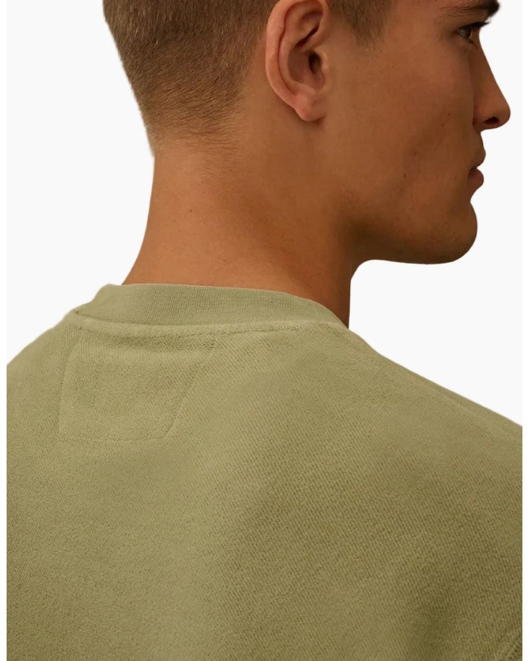 C P Company Green Brushed Fleece Lens Sweat for men