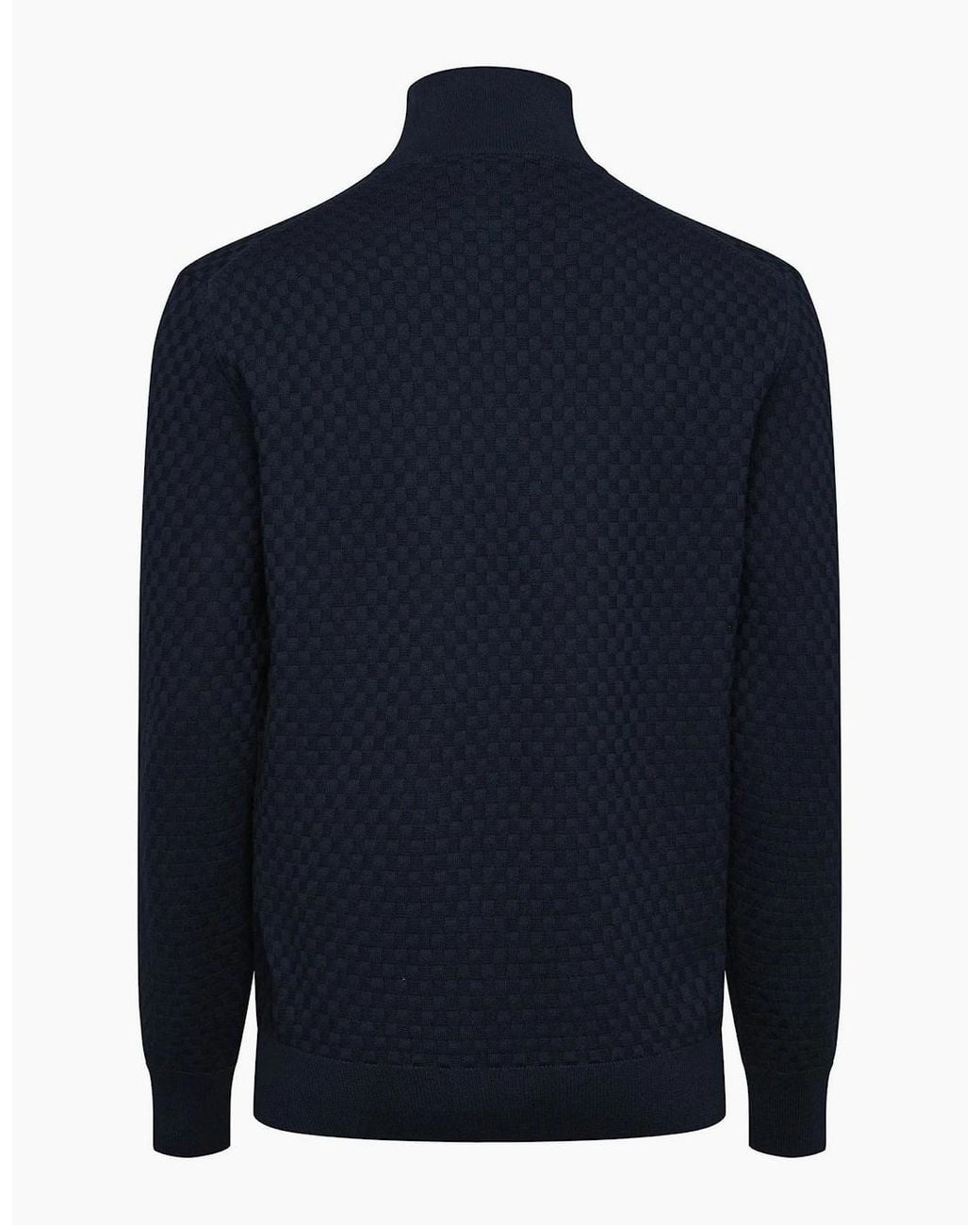 Gant Blue Zip Neck High Collar Long Sleeve Sweatshirt for men