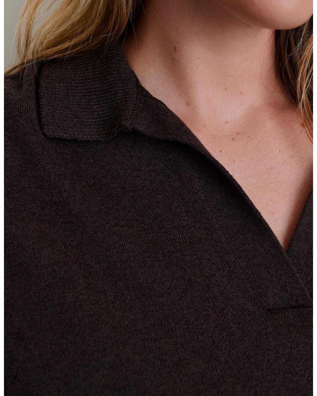 Live Unlimited London Brown Polo Neck Short Sleeve Jumper