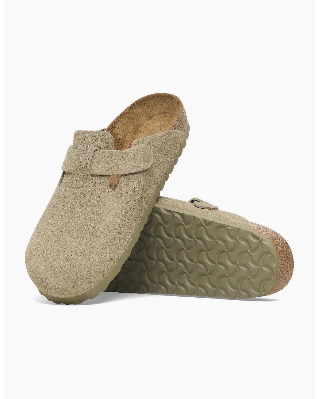Birkenstock Boston White Suede Sandals for men
