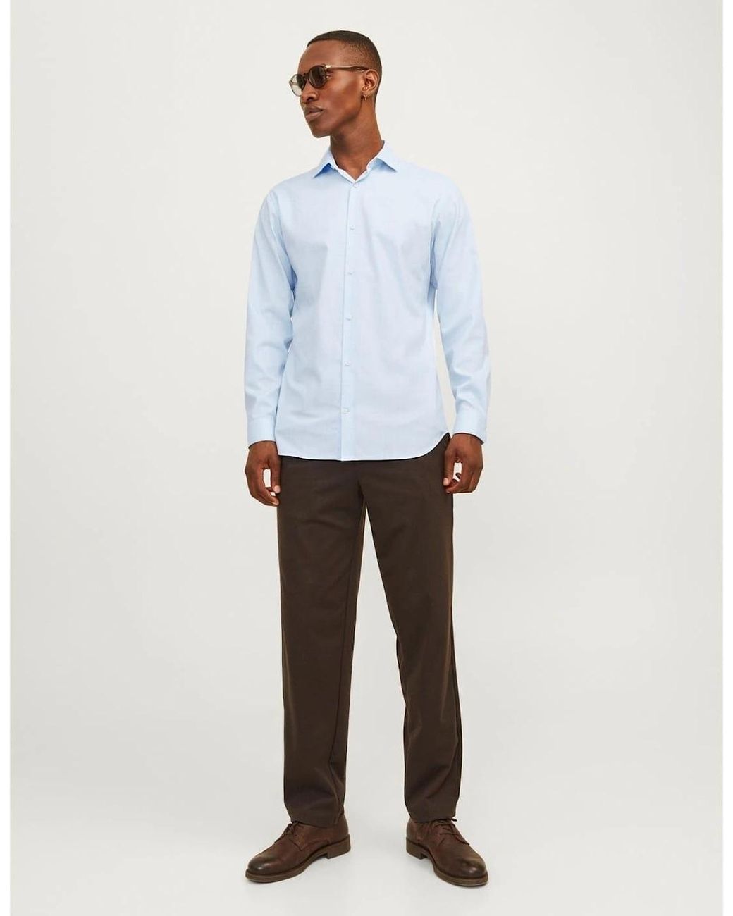 Jack & Jones White Parker Regular Fit Long Sleeve Cuff Shirt for men