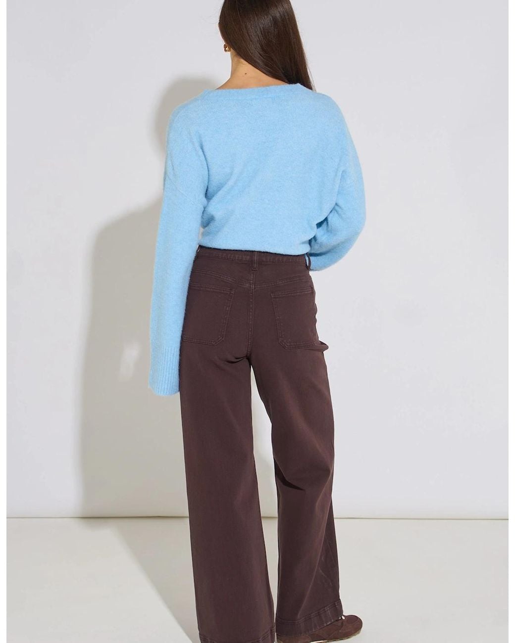 Gini London Blue Pleat Wide Leg Jean