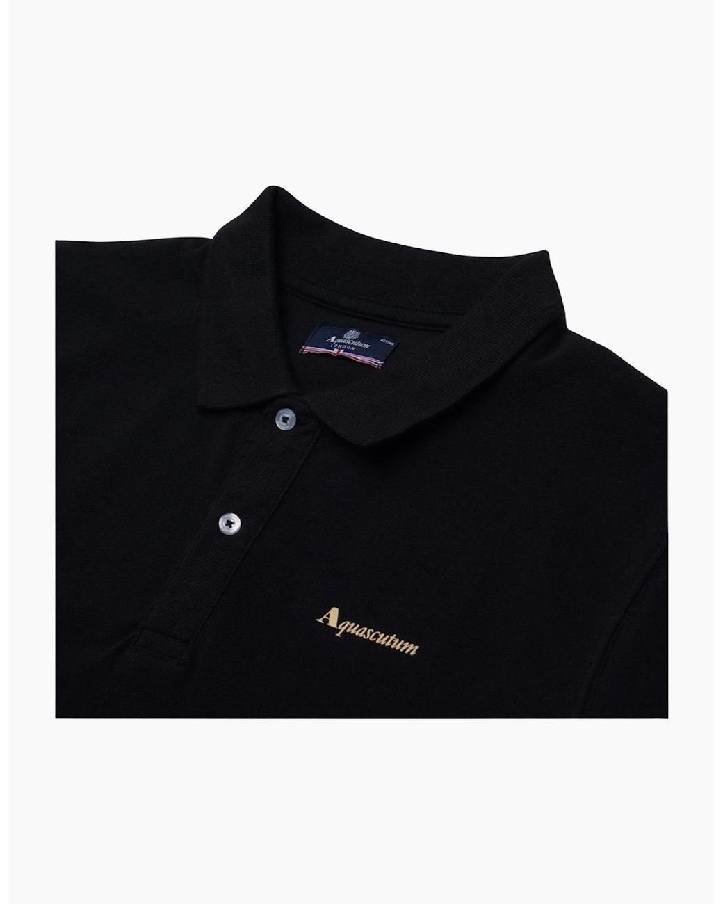 Aquascutum Black Active Cotton Polo Dry-Fit Polo Shirt for men