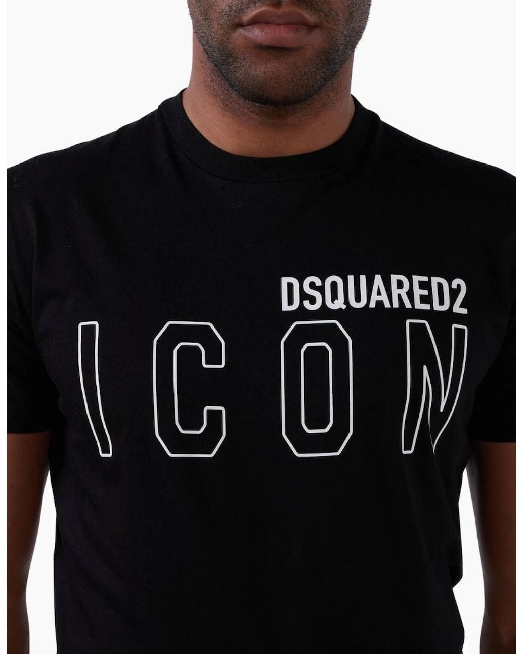 DSquared² Black Icon Outline Logo T-Shirt for men