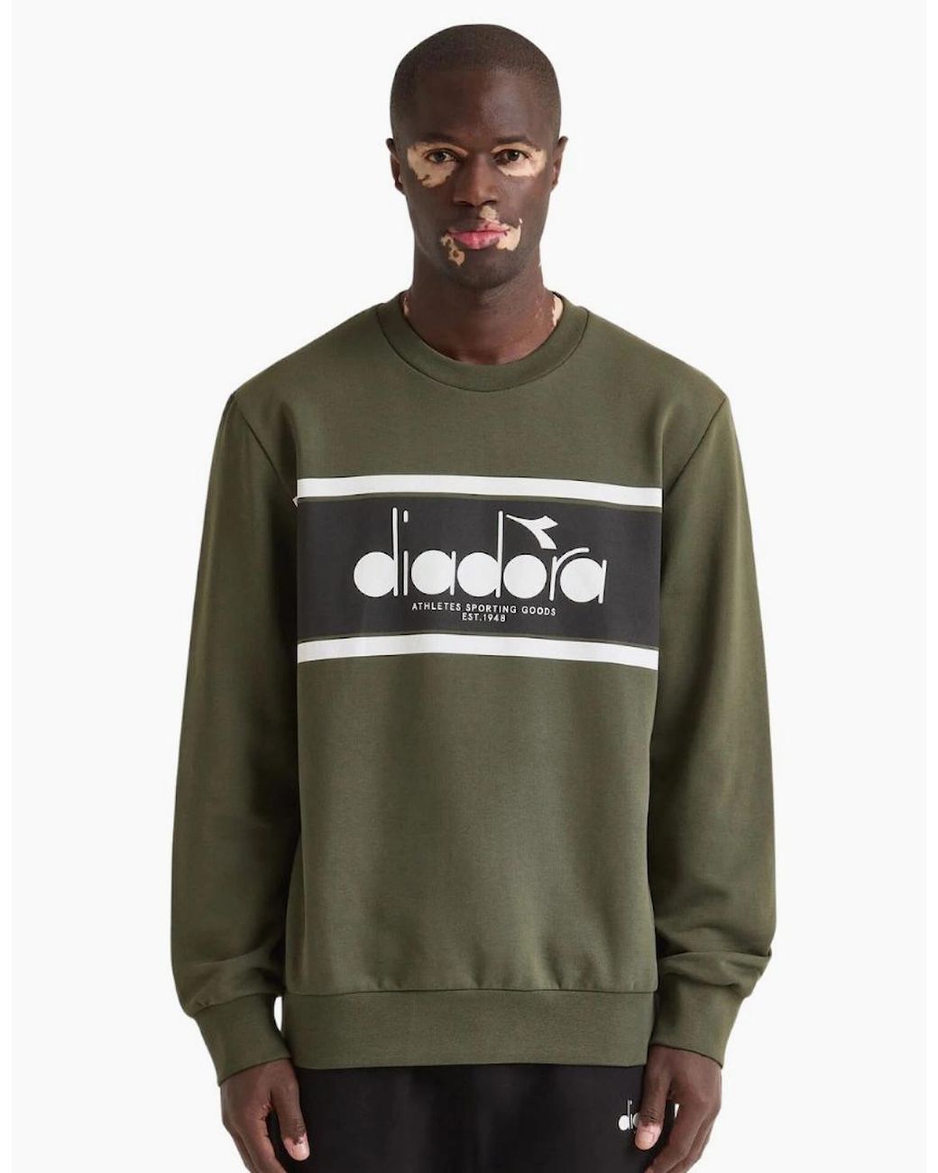 Diadora Green Crew Logo Rifle Sweatshirt for men